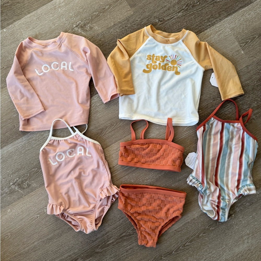 Kids Swimwear Set with Rash Guards and Bikinis